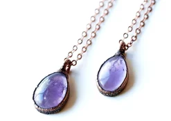 Amethyst teardrop necklace | February Birthstone pendant