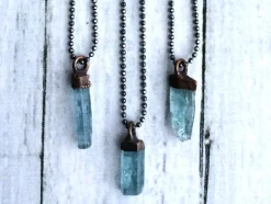 Aquamarine crystal necklace | Raw aquamarine sterling jewelry