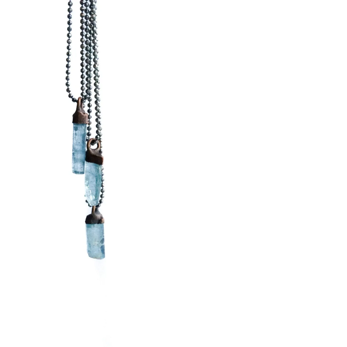 Aquamarine crystal necklace | Raw aquamarine sterling jewelry
