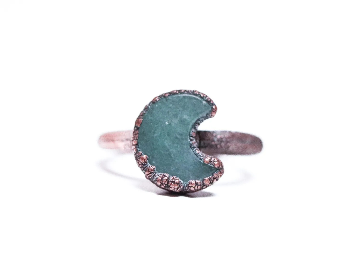 Aventurine moon ring | Tumbled Aventurine crystal ring