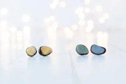 Beach pebble earrings | Martha's Vineyard beach pebble sterling silver post earring