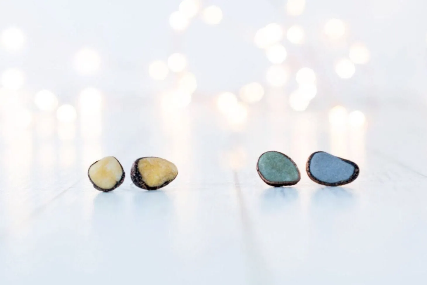 Beach pebble earrings | Martha's Vineyard beach pebble sterling silver post earring