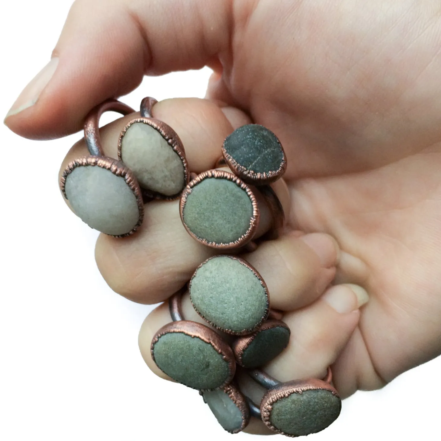 Beach pebble ring | Organic stone stacking ring