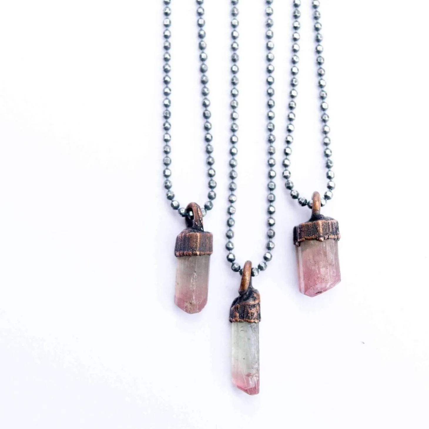 Bicolor tourmaline necklace | Raw tourmaline necklace