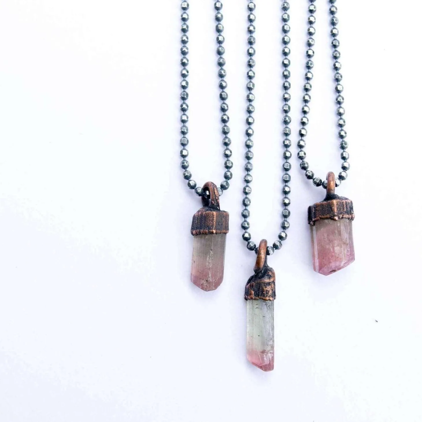 Bicolor tourmaline necklace | Raw tourmaline necklace