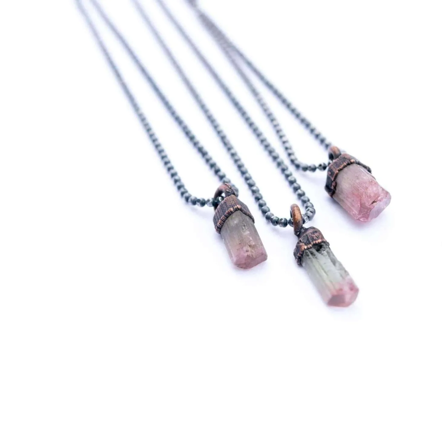 Bicolor tourmaline necklace | Raw tourmaline necklace