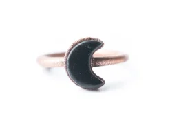Black obsidian ring | Obsidian moon ring
