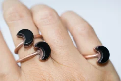 Black obsidian ring | Obsidian moon ring