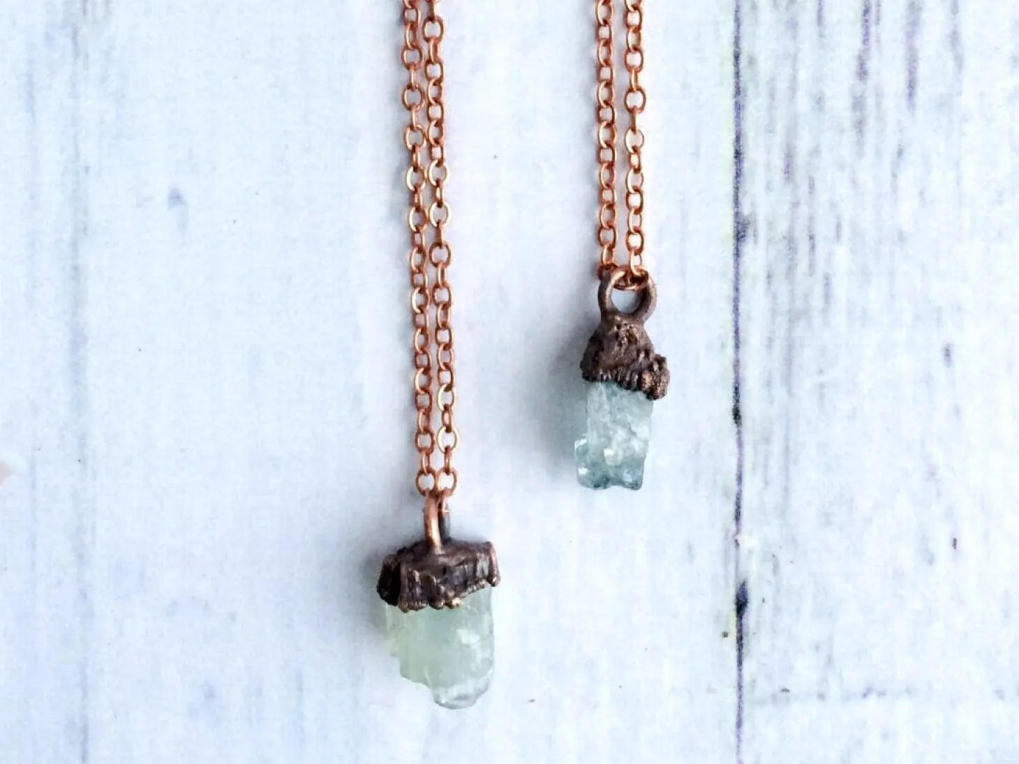 Delicate aquamarine crystal necklace | Dainty aquamarine gemstone jewelry