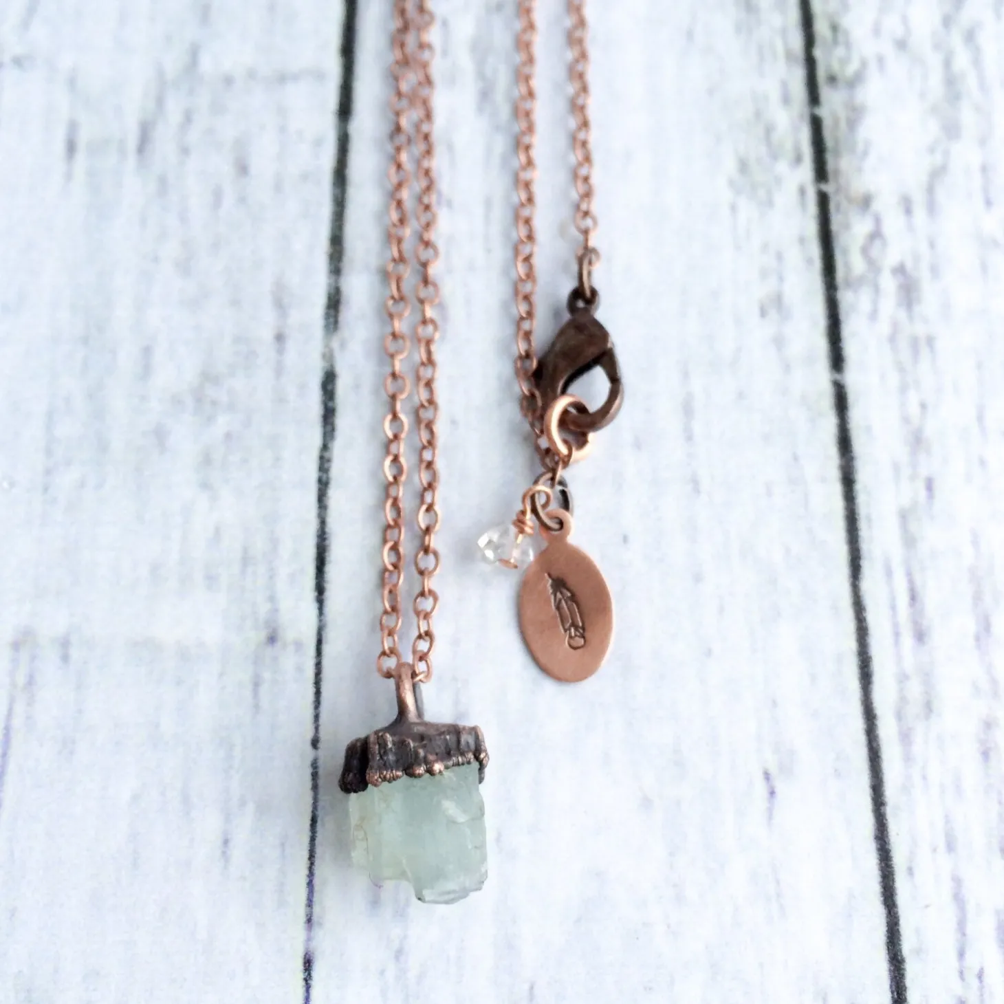 Delicate aquamarine crystal necklace | Dainty aquamarine gemstone jewelry