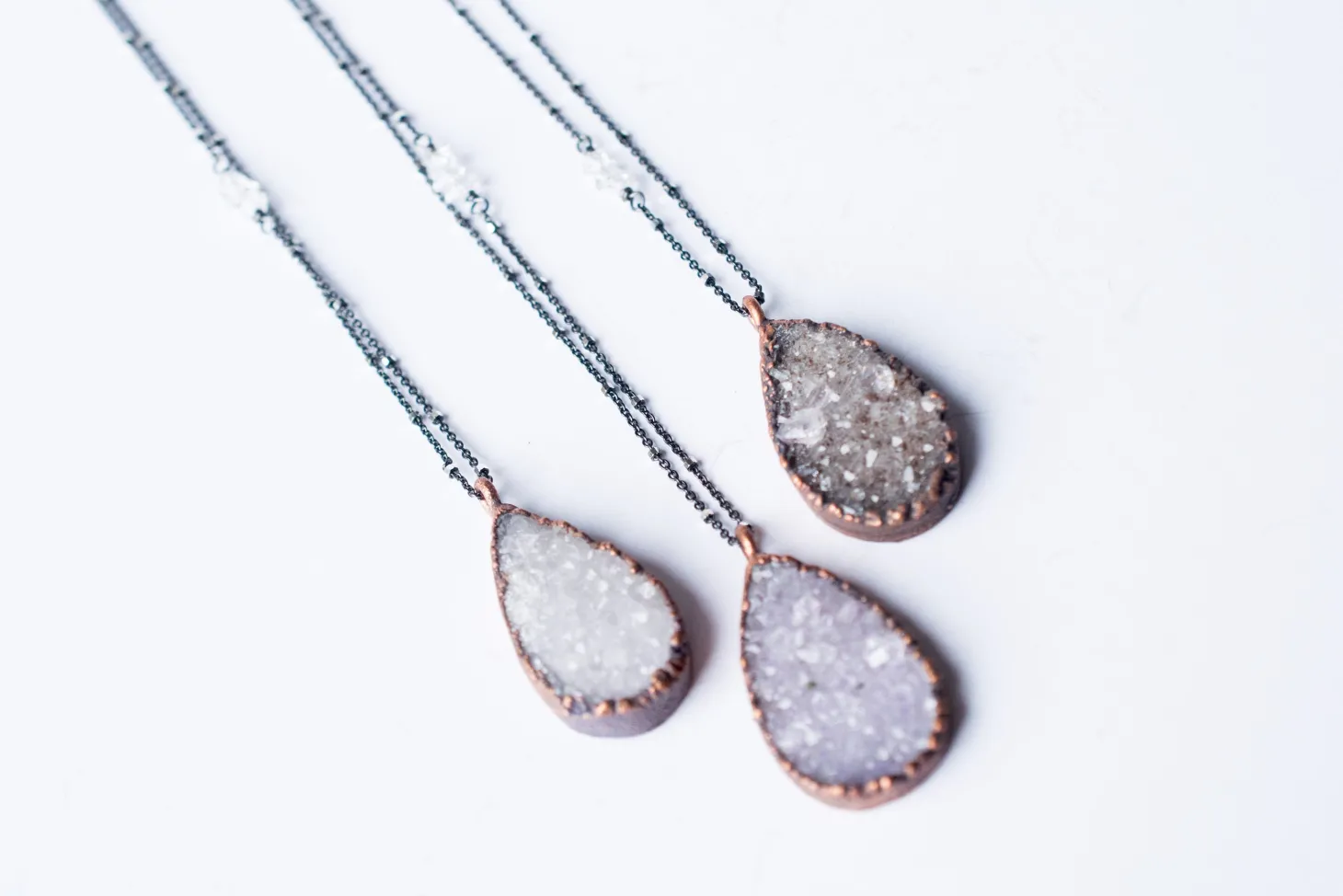 Druzy droplet necklace | Druzy crystal necklace