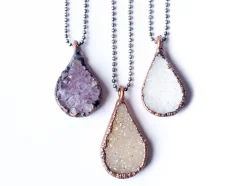 Druzy droplet necklace | Druzy crystal necklace