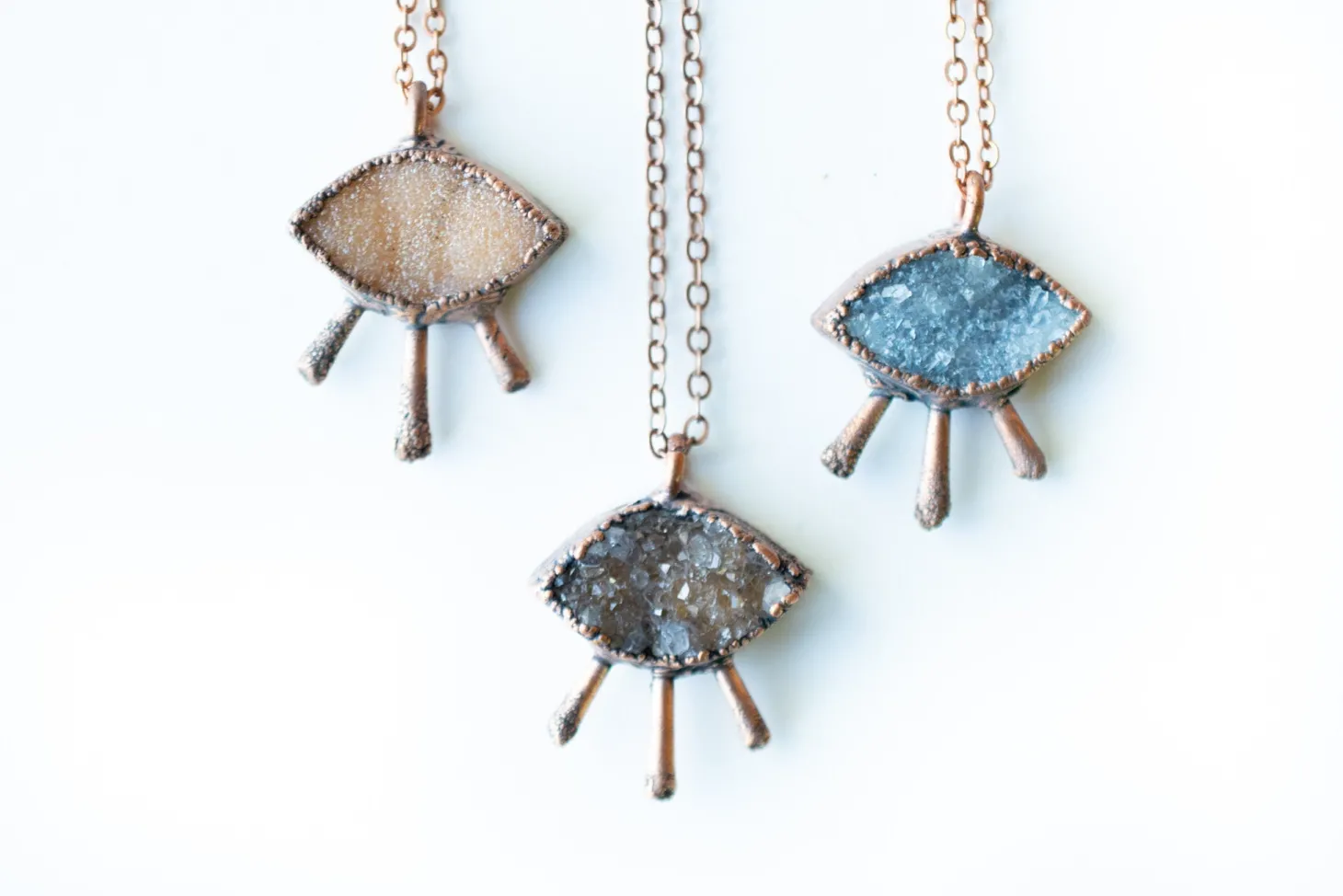 Druzy eye necklace | Natural Marquis druzy pendant