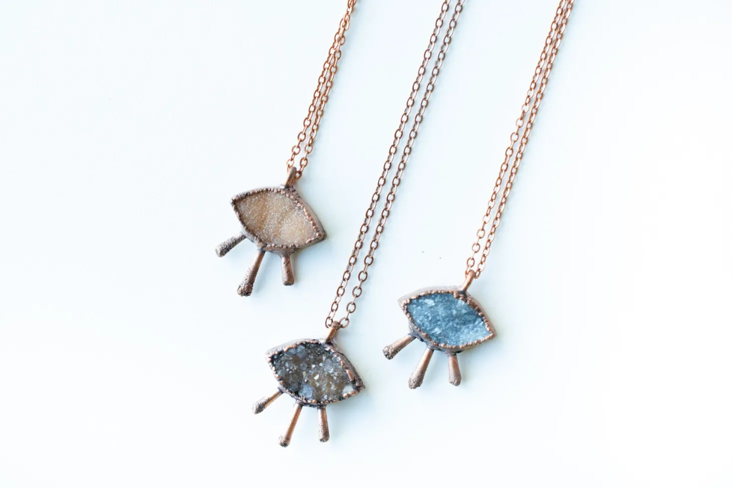 Druzy eye necklace | Natural Marquis druzy pendant
