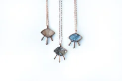 Druzy eye necklace | Natural Marquis druzy pendant