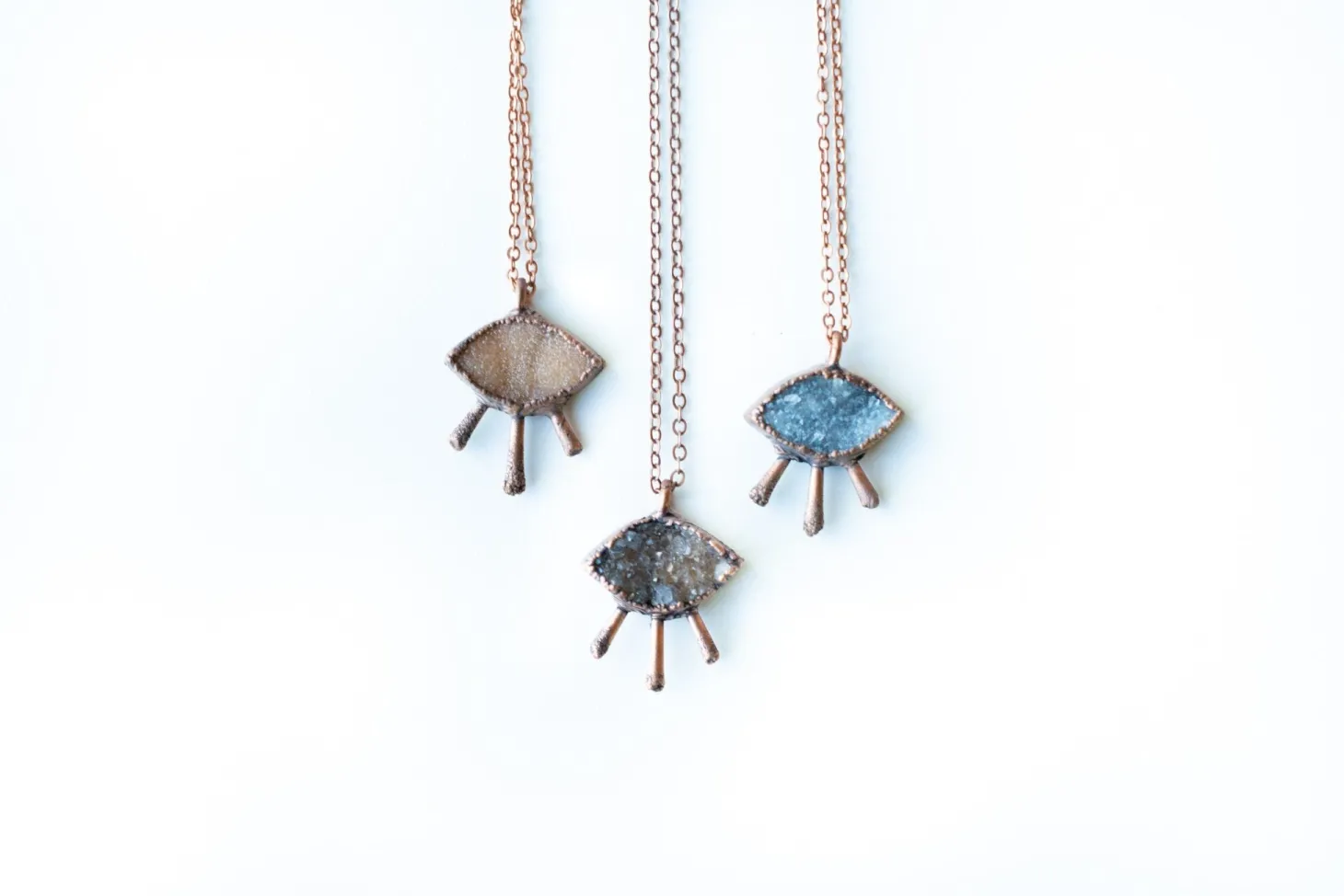 Druzy eye necklace | Natural Marquis druzy pendant
