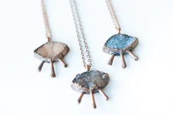 Druzy eye necklace | Natural Marquis druzy pendant
