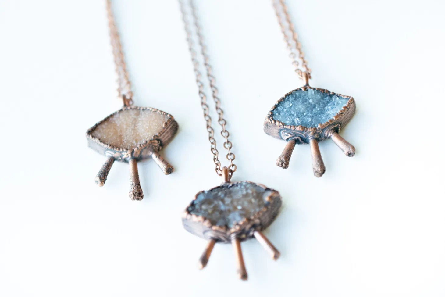 Druzy eye necklace | Natural Marquis druzy pendant