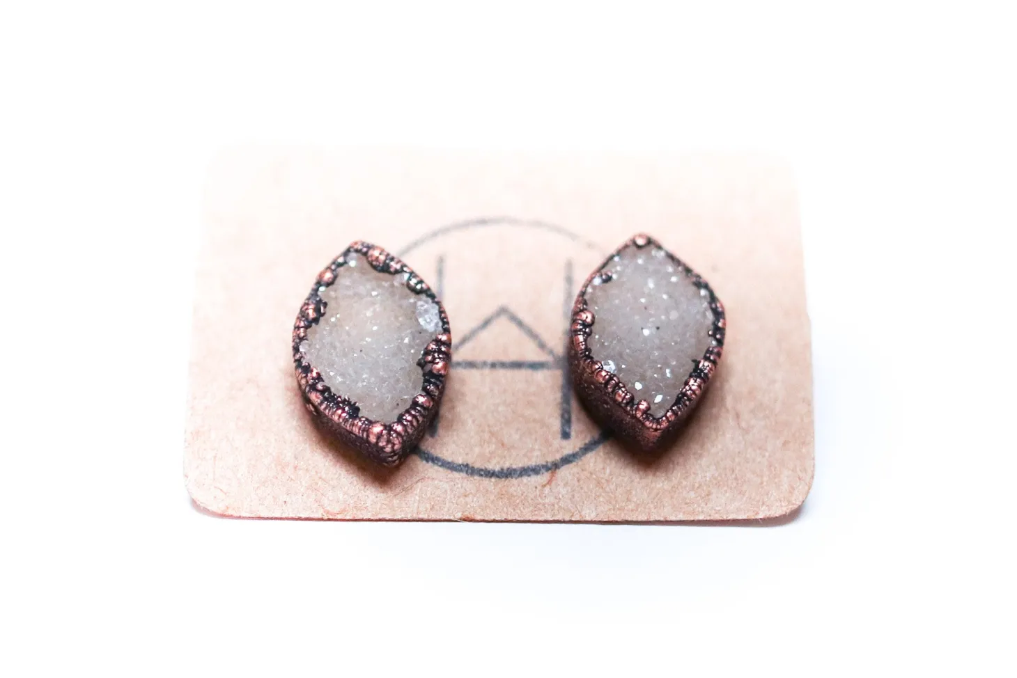 Druzy marquis studs | Druzy crystal earrings