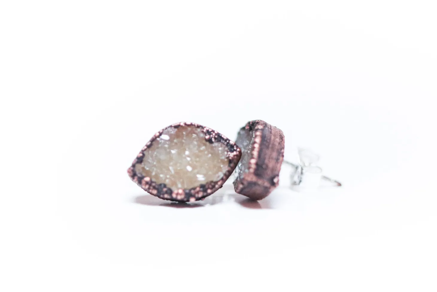 Druzy marquis studs | Druzy crystal earrings