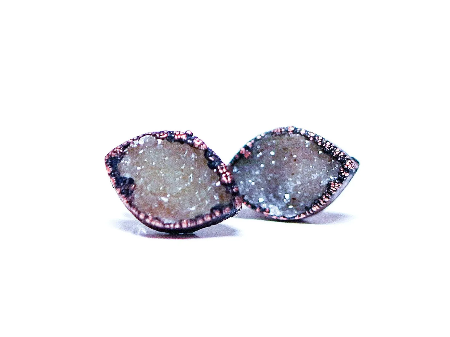Druzy marquis studs | Druzy crystal earrings