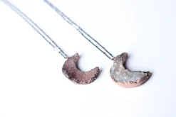 Druzy Moon Necklace | Crescent Moon Necklace