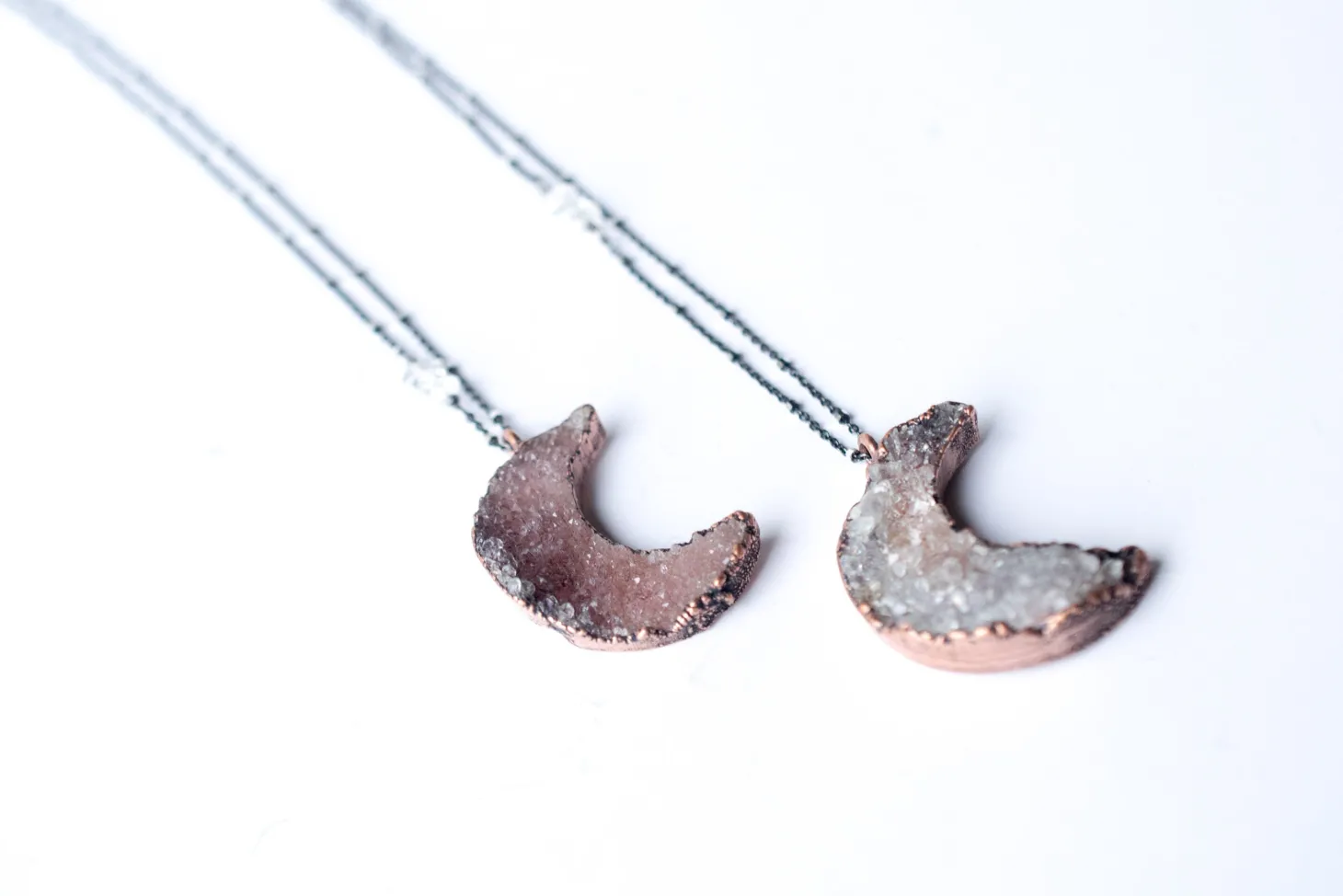 Druzy Moon Necklace | Crescent Moon Necklace