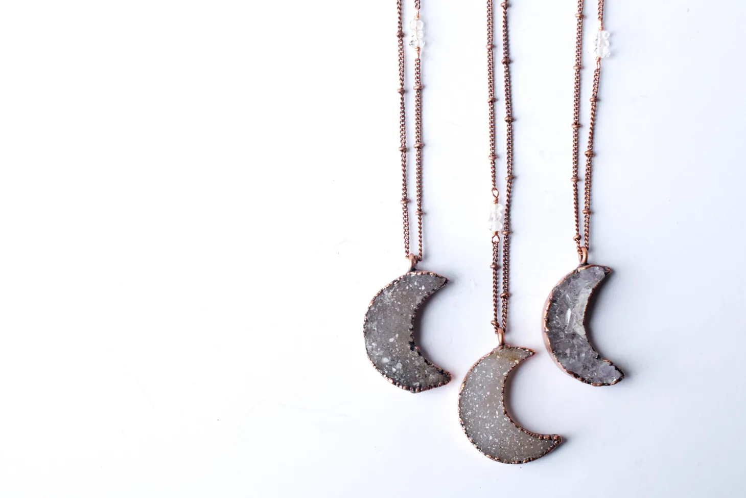 Druzy Moon Necklace | Crescent Moon Necklace