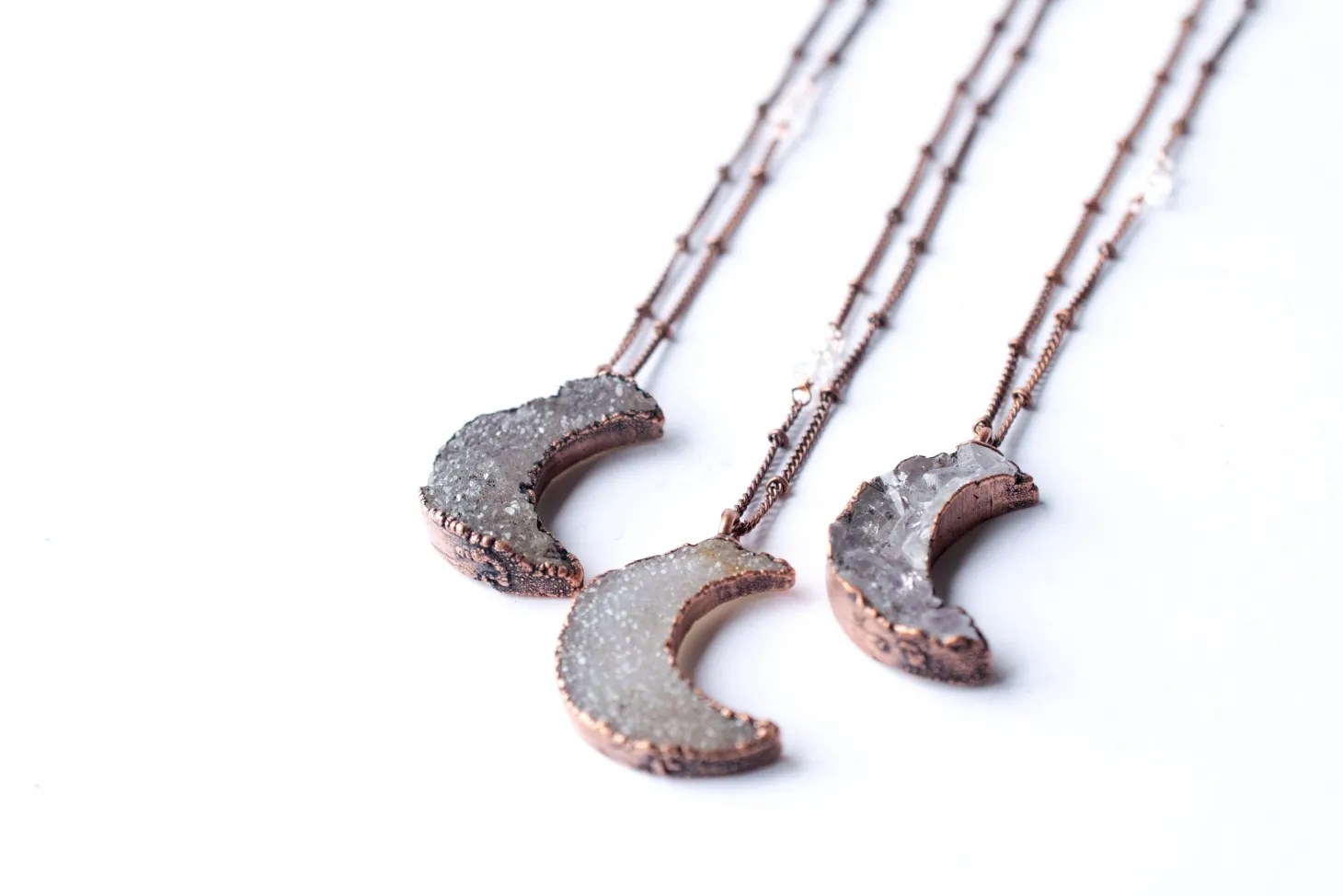 Druzy Moon Necklace | Crescent Moon Necklace