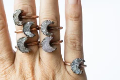 Druzy Moon Ring | Crystal Moon Ring