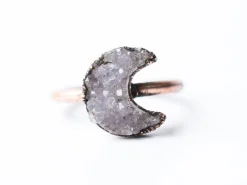 Druzy Moon Ring | Crystal Moon Ring