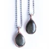 Gold sheen obsidian necklace | Raw obsidian jewelry