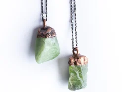 Green Peridot necklace | Raw peridot necklace