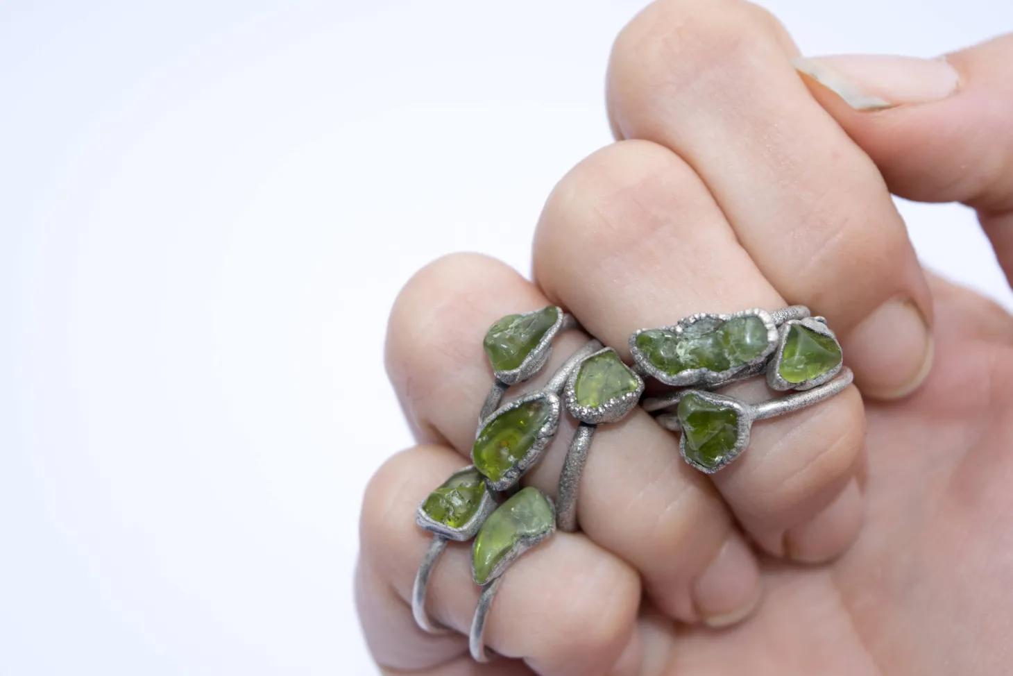 Green Peridot ring | Raw peridot ring