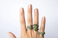 Green Peridot ring | Raw peridot ring