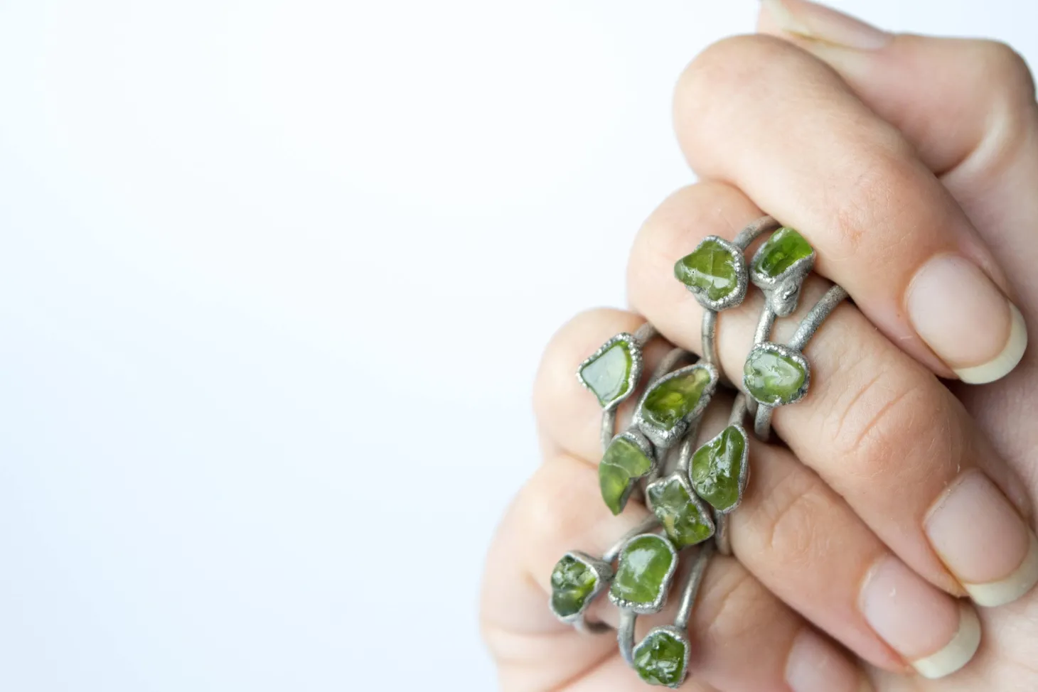Green Peridot ring | Raw peridot ring
