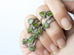 Green Peridot ring | Raw peridot ring