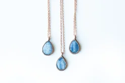 Kyanite teardrop necklace | Raw kyanite jewelry
