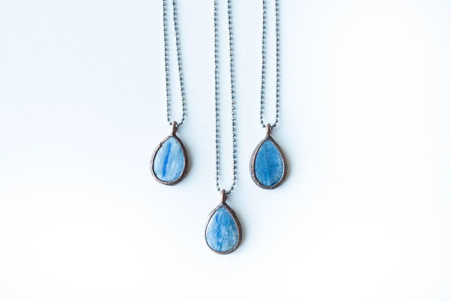 Kyanite teardrop necklace | Raw kyanite jewelry