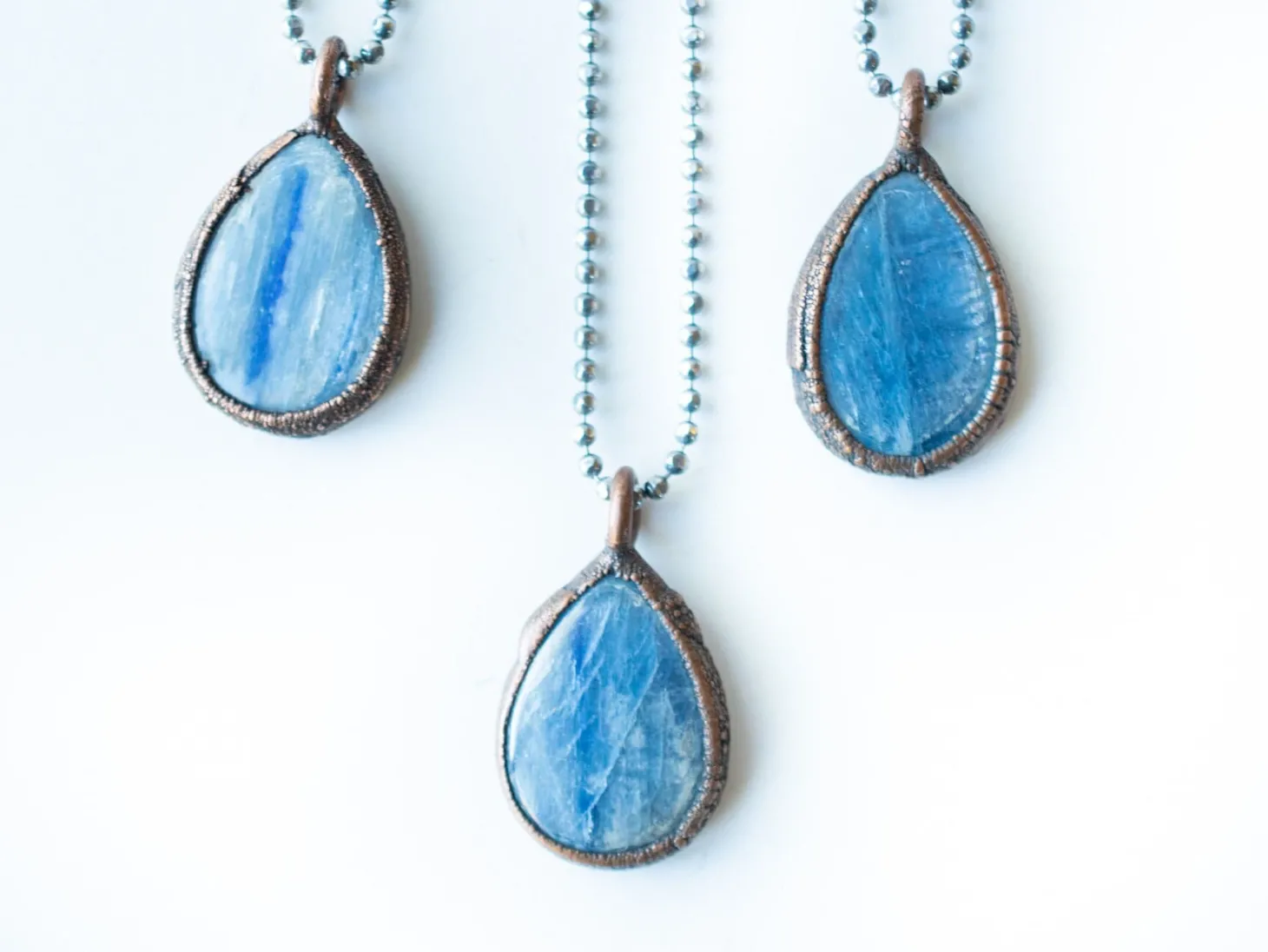 Kyanite teardrop necklace | Raw kyanite jewelry