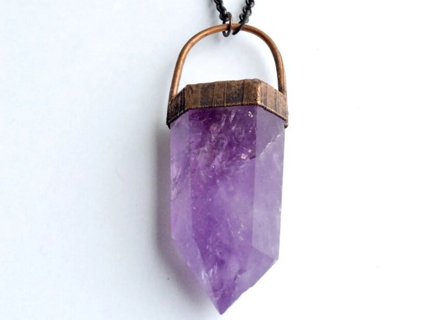 Large Amethyst crystal necklace | Amethyst statement necklace