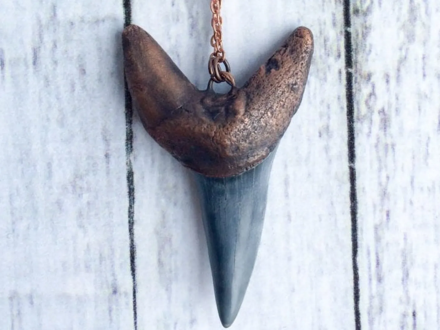 Large shark's tooth pendant | Electroformed copper shark tooth pendant