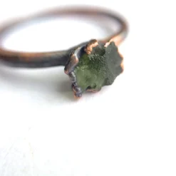 Moldavite ring | Raw moldavite stacking ring