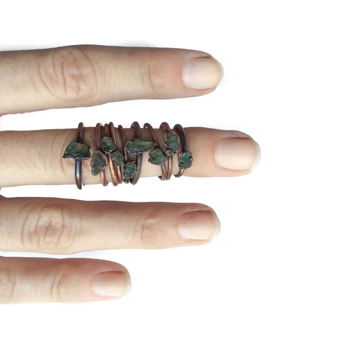 Moldavite ring | Raw moldavite stacking ring