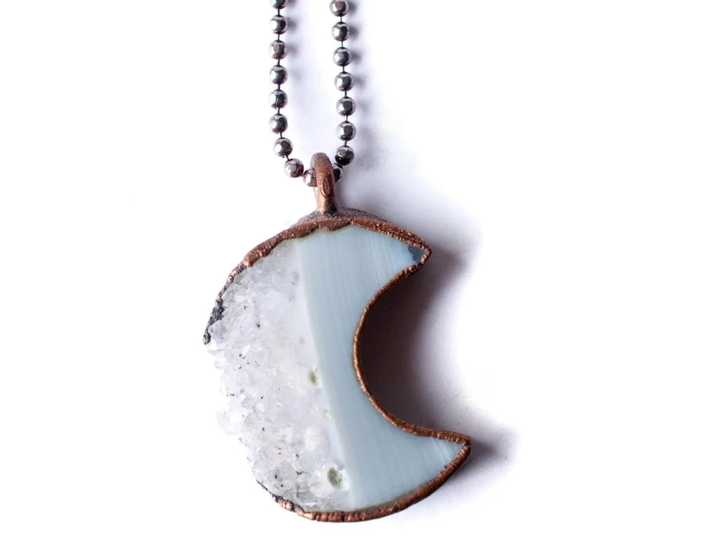 Moon Necklace | Druzy crystal necklace
