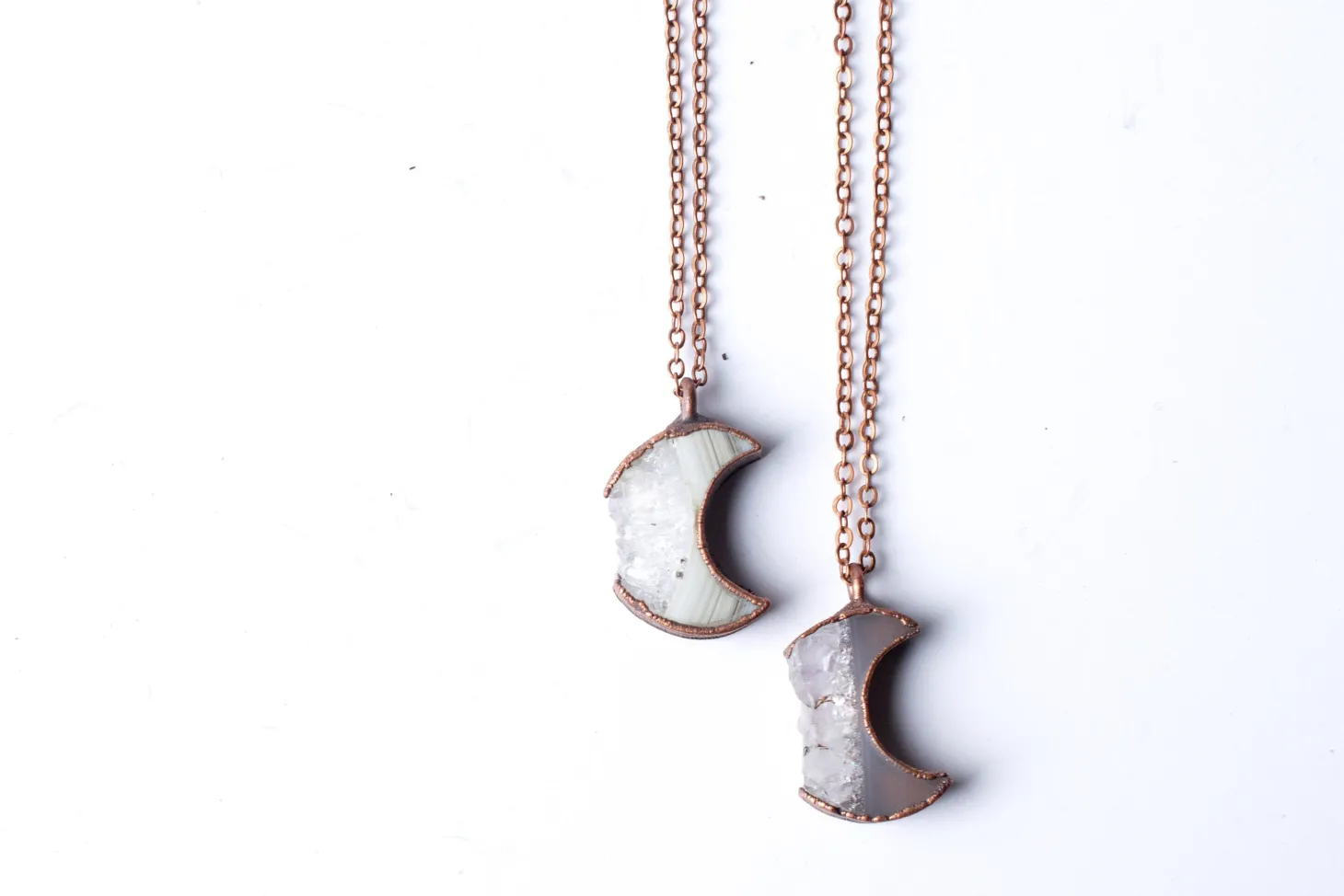 Moon Necklace | Druzy crystal necklace