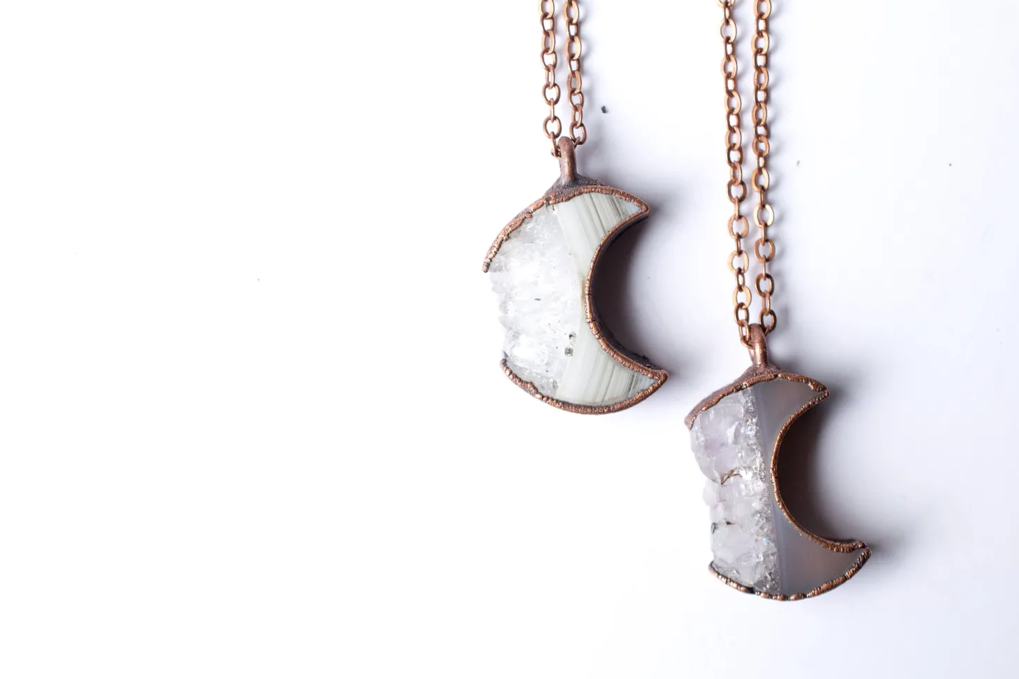 Moon Necklace | Druzy crystal necklace