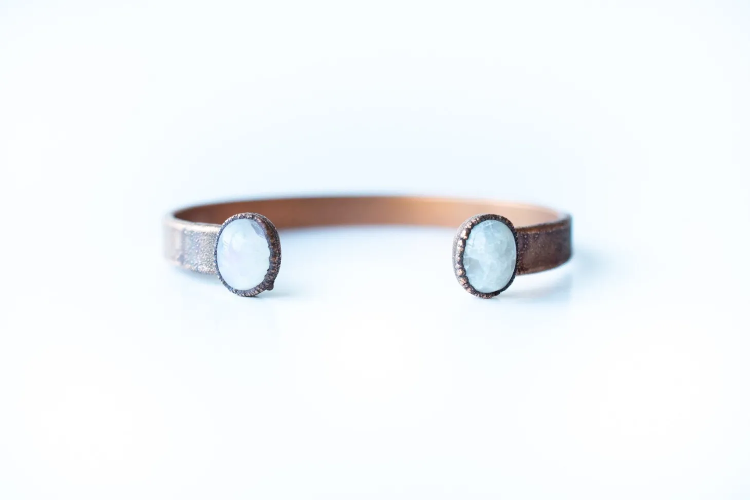 Moonstone Cuff Bracelet | Polished Rainbow Moonstone Cuff Bracelet