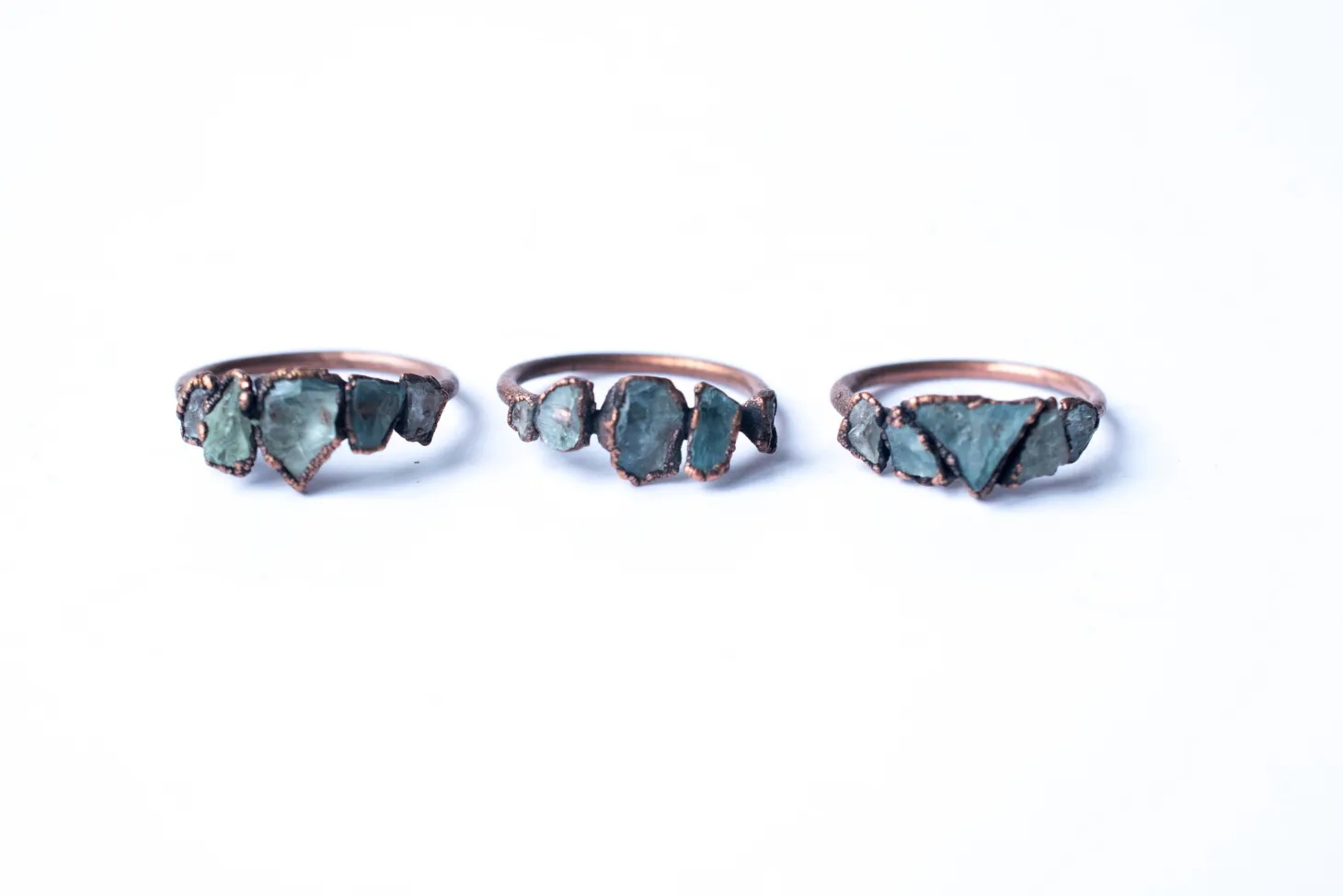 Multi Stone Ring | Rough aquamarine gemstone ring