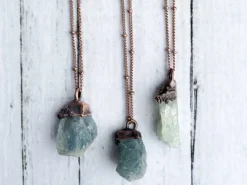 Natural gemstone necklace | Untreated aquamarine jewelry